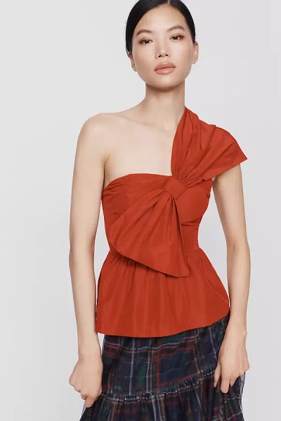 By Anthropologie @loverlygrey X Anthropologie Elodie One-shoulder Blouse In Red
