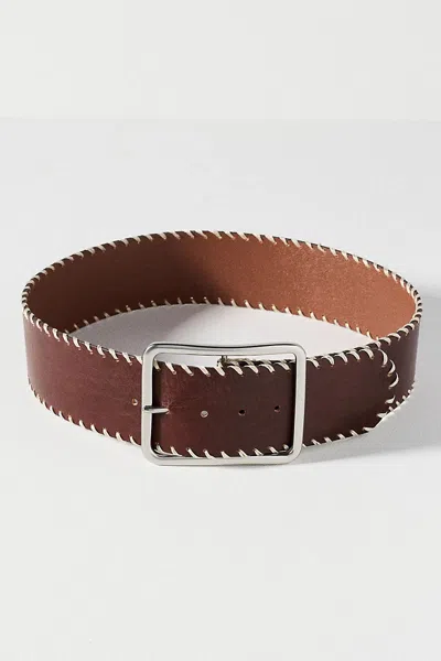 By Anthropologie Low Slung Wipstich Belt In Red