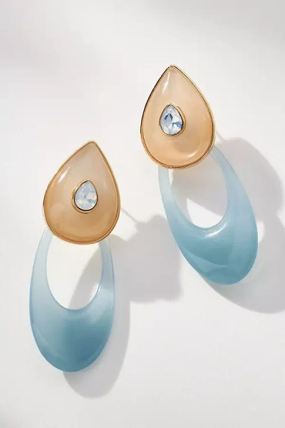 By Anthropologie Lucite Crystal Post Earrings In Blue