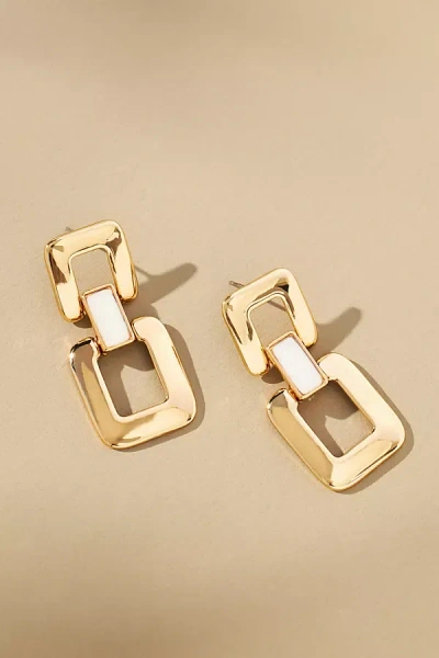 By Anthropologie Lucite Double-square Drop Earrings In Gold