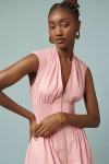 By Anthropologie, Maeve The Tommie Cap-sleeve Smocked Front-zip Shirt Dress In Purple