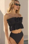 By Anthropologie Mari Ruffle Bandeau Bikini Top In Black