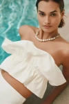 By Anthropologie Mari Ruffle Bandeau Bikini Top In White