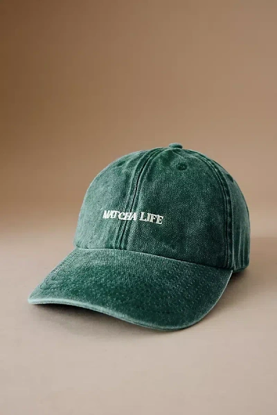By Anthropologie Matcha Life Embroidered Baseball Cap In Green