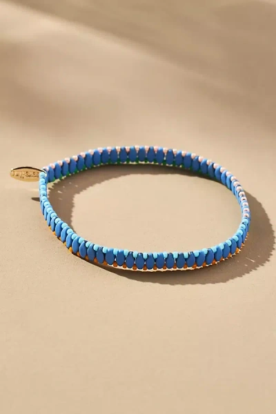 By Anthropologie Matte Beaded Chicklet Bracelet In Blue