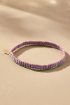 By Anthropologie Matte Beaded Chicklet Bracelet In Purple