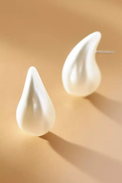 By Anthropologie Matte Pearl Teardrop Earrings In White