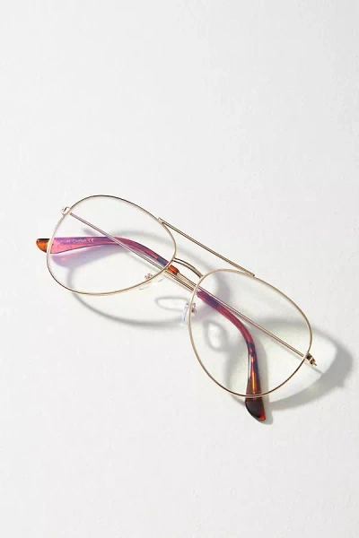 By Anthropologie Matte Wire Aviator Glasses In Gold