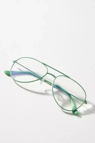By Anthropologie Matte Wire Aviator Glasses In Green
