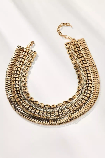 By Anthropologie Mega Metal Bib Necklace In Gold