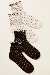 By Anthropologie Merino Ruffle Crew Socks, Set Of 2 In Brown
