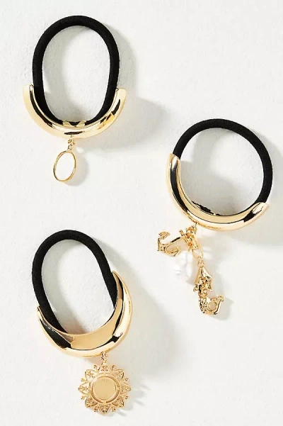 By Anthropologie Mermaid Charm Cuff Hair Ties, Set Of 3 In Gold