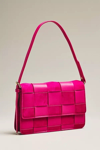 By Anthropologie @merricksart X Anthropologie Faux-suede Woven Shoulder Bag In Red