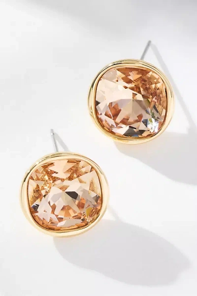 By Anthropologie @merricksart X Anthropologie Round Crystal Post Earrings In Gold