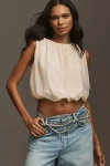 By Anthropologie Mesh Bubble Muscle Top In Sand