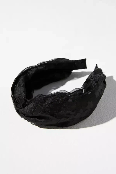 By Anthropologie Mesh Floral Twist Headband In Black