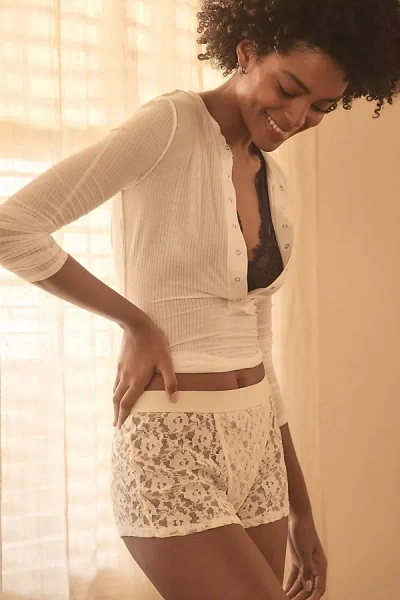 By Anthropologie Mesh Lace Shorts In White