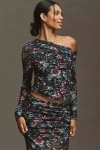 By Anthropologie Mesh Long-sleeve Asymmetric Top In Multi