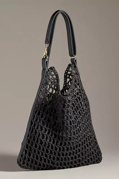 By Anthropologie Mesh Raffia Shoulder Bag In Black