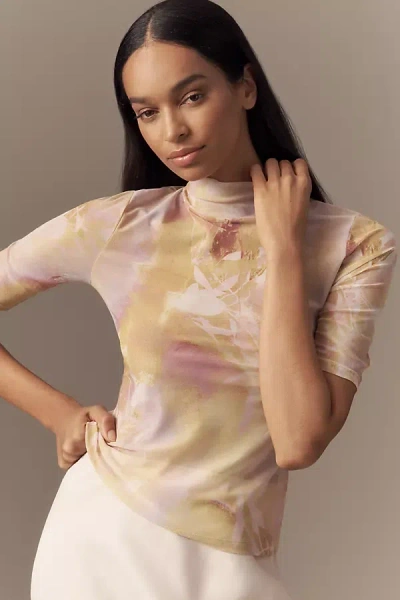 By Anthropologie Mesh Short-sleeve Top In Multicolor