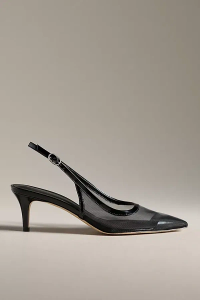 By Anthropologie Mesh Slingback Kitten Heels In Black