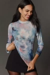 By Anthropologie Mesh Turtleneck Top In Multicolor
