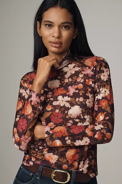 By Anthropologie Mesh Turtleneck Top In Purple