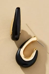 By Anthropologie Metal & Resin Hoop Earrings In Black