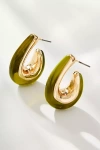 By Anthropologie Metal & Resin Hoop Earrings In Green