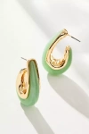 By Anthropologie Metal & Resin Hoop Earrings In Green