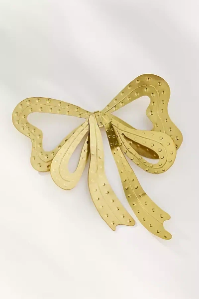 By Anthropologie Metal Bow Brooch In Gold