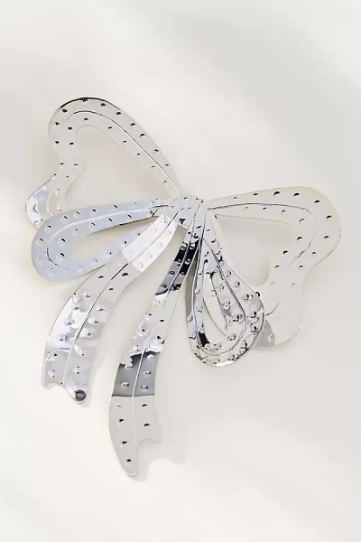 By Anthropologie Metal Bow Brooch In Silver