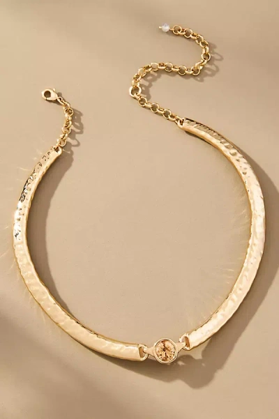 By Anthropologie Metal Crystal Collar Necklace In Brown