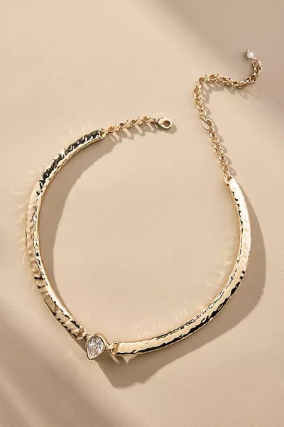 By Anthropologie Metal Crystal Collar Necklace In Gold