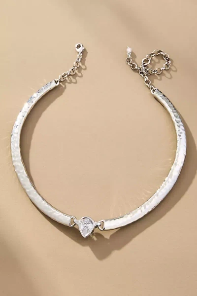 By Anthropologie Metal Crystal Collar Necklace In Silver