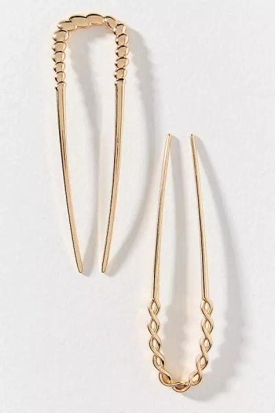 By Anthropologie Metal Hair Pins, Set Of 2 In Gold