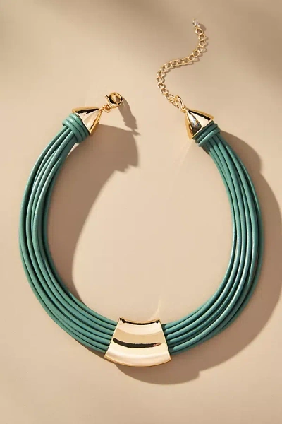 By Anthropologie Metal Loop Cord Necklace In Green