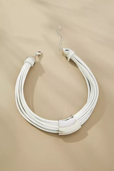 By Anthropologie Metal Loop Cord Necklace In White