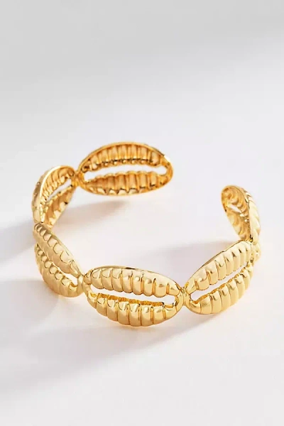 By Anthropologie Metal Shell Cuff Bracelet In Gold