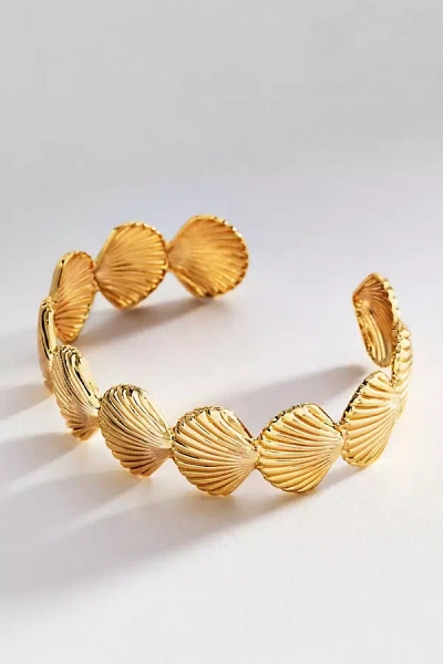 By Anthropologie Metal Shell Cuff Bracelet In Gold