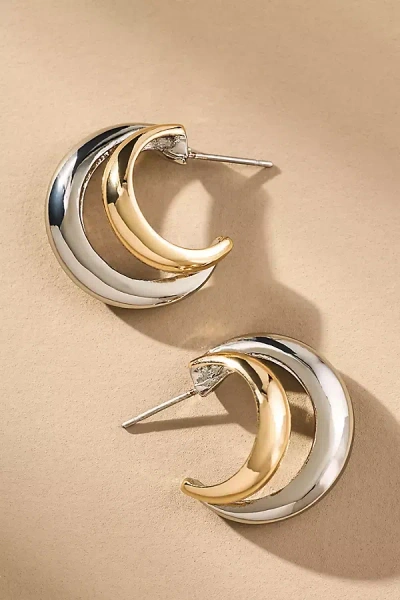 By Anthropologie Metallic Hoop Earrings In Multicolor