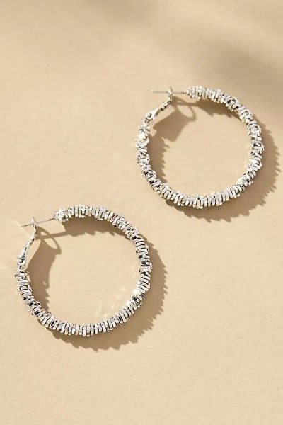 By Anthropologie Metallic Hoop Earrings In Silver