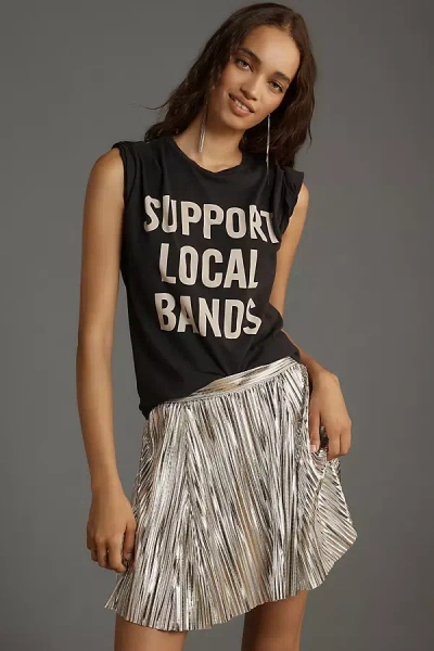 Silver Pleated Mini Skirt By Anthropologie Metallic Pleated Mini