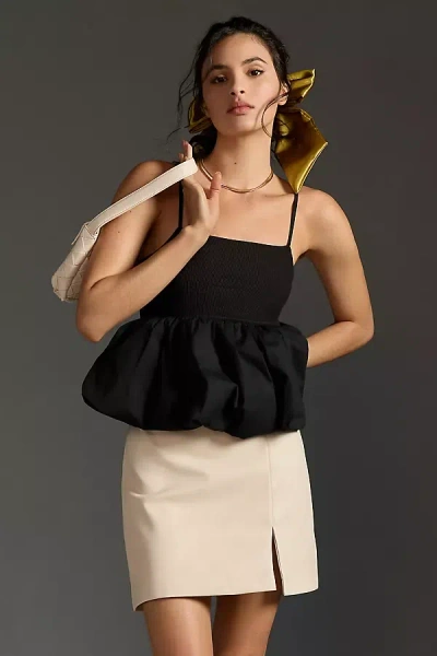 By Anthropologie Micro Mini Faux Leather Skirt In Beige