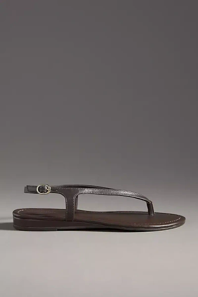 By Anthropologie Microwedge Thong Sandals In Brown