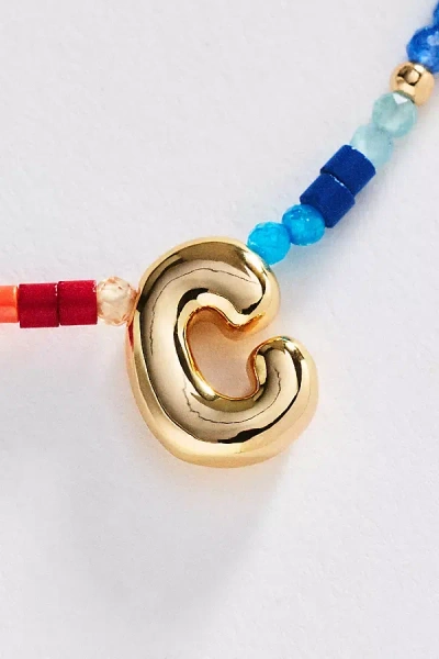By Anthropologie Mini Beaded Bubble Initial Necklace In Gold
