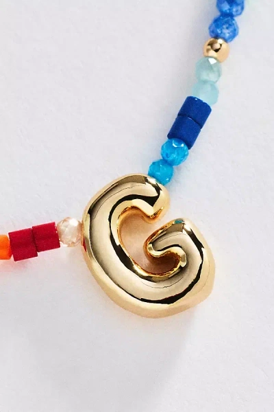 By Anthropologie Mini Beaded Bubble Initial Necklace In Gold