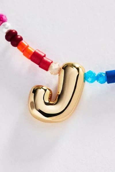 By Anthropologie Mini Beaded Bubble Initial Necklace In Gold