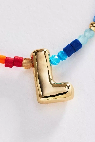 By Anthropologie Mini Beaded Bubble Initial Necklace In Gold