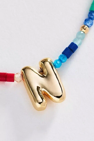 By Anthropologie Mini Beaded Bubble Initial Necklace In Gold